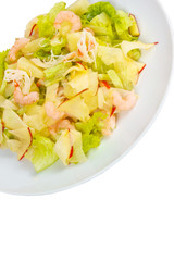 apples shrimp and salad isolated a on white background clipping