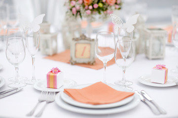 Table set for an event party or wedding reception