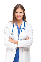 Smiling nurse isolated on white