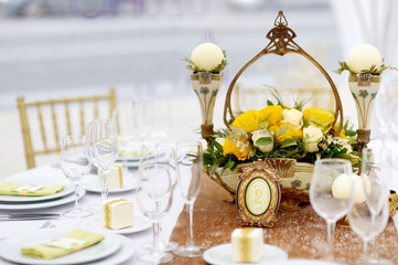 Table set for an event party or wedding reception