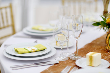 Table set for an event party or wedding reception