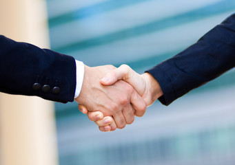 Businessmen shaking hands to seal a deal
