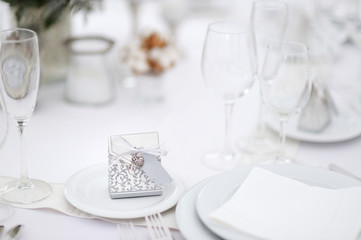 Table set for an event party or wedding reception