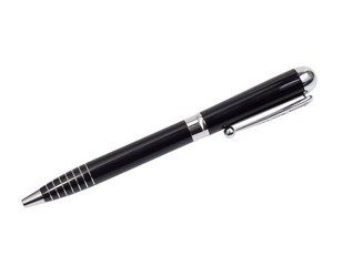 black ballpoint pen isolated on white background