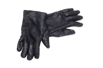 black pair leather gloves