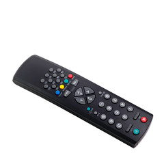 black tv remote control isolated on white