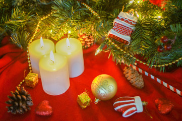 Christmas ornament and candles