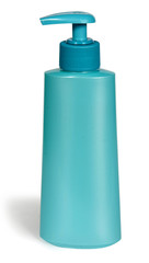 Plastic Bottle with liquid soap on a white background