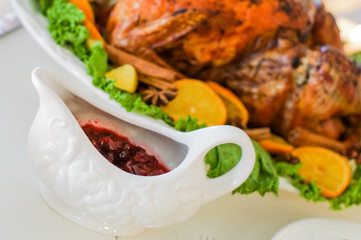 Cranberry sauce in a white cup