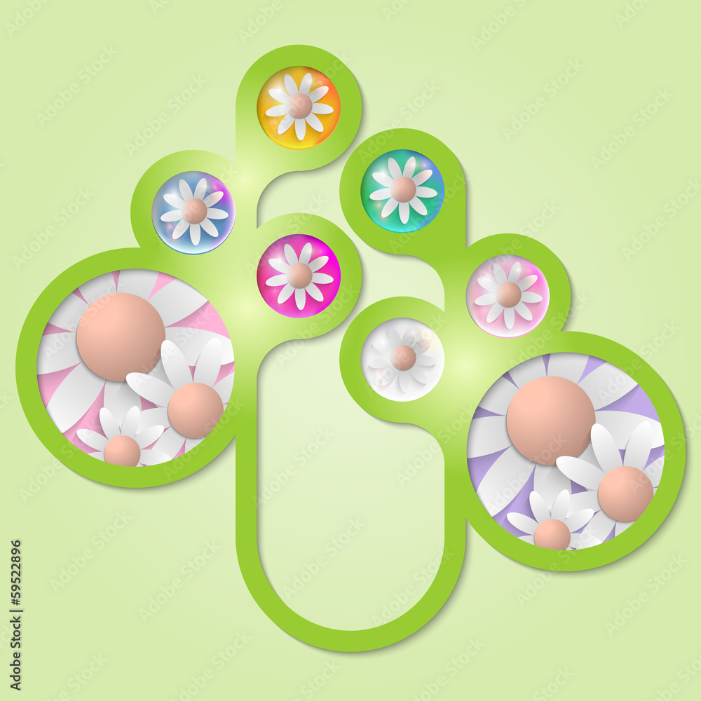 Aufkleber green vector abstract object and boxes with flowers