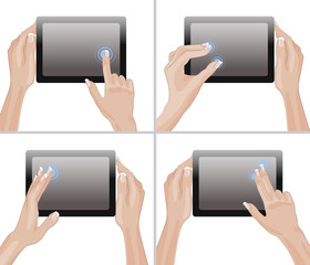 Set of tablet screen with hands