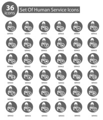 Human service icons,Gray version,vector