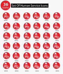 Human service icons,Red version,vector