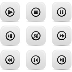 Audio buttons,Black version,vector