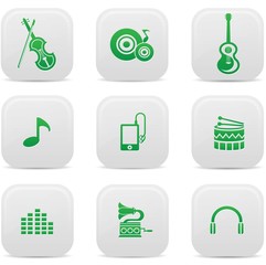 Music buttons,Green version,vector