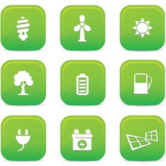 Ecology icons,Green buttons,vector