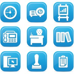 Office icons,Blue buttons,vector
