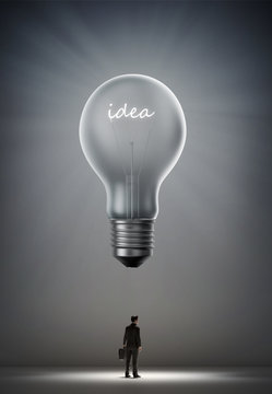 "Idea" bulb over a businessman