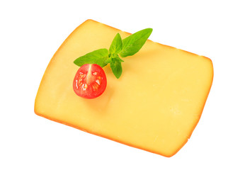 Slice of smoked cheese