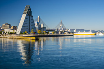 Fototapeta premium Aomori, Japan Skyline at the Harbor