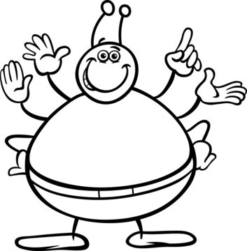 Alien Cartoon Character Coloring Page