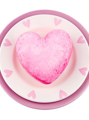 Heart on plate, isolated on white