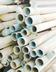 Closeup of PVC Pipe under construction area