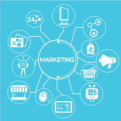 e commerce and marketing info graphic, blue theme