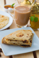 roti canai and teh tarik, very famous drink and food in malaysia