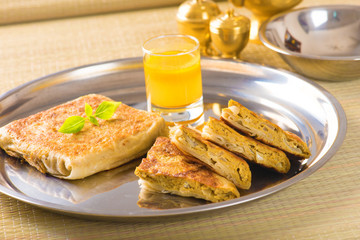 Eastern traditional shawarma plate with sauce.