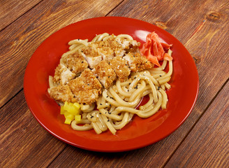 pork  and  soba with vegetable.