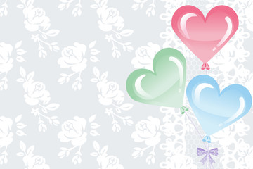 Heart Shape Balloons on lace background