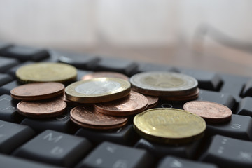 Coins on the keyboard