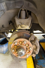 brake disk and detail of the wheel hub 