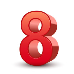 3d shiny red number 8