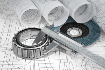roller bearings, gauge, grinding disc  and drawings