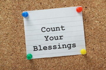 Count Your Blessings on a cork notice board - obrazy, fototapety, plakaty