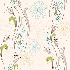 Flowers fantasy. Cute floral seamless pattern .
