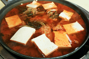 Spicy soup kimchi hot pot.