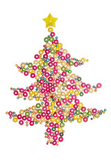Fototapeta na wymiar Christmas tree made of wooden beads