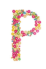 Letter P made of wooden beads