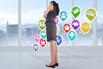 Composite image of thinking asian businesswoman