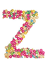 Letter Z made of wooden beads