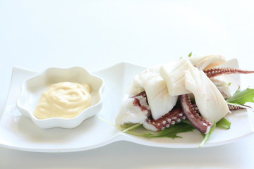 Boiled squid and mayonnaise