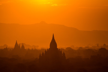 The Temples of bagan at sunset, Bagan, Myanmar