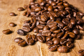 Coffee on grunge wooden background