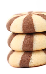 Stake biscuits of a chocolate cloves. Macro.