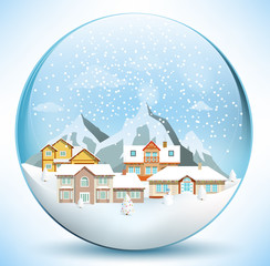 Obraz na płótnie Canvas Christmas sphere with houses
