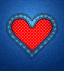 Jeans heart frame with polka dots