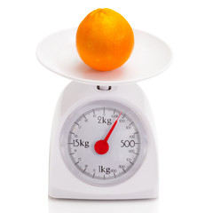 Healthy food on balance scale